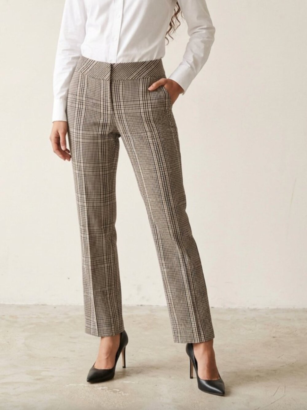 COUNTERPARTS Checked Straight-Leg Trouser Dress Pants Sz 8
